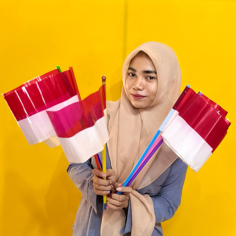 Jual Bendera Tangkai Merah Putih Polos Agustus Bendera Tongkat Merah