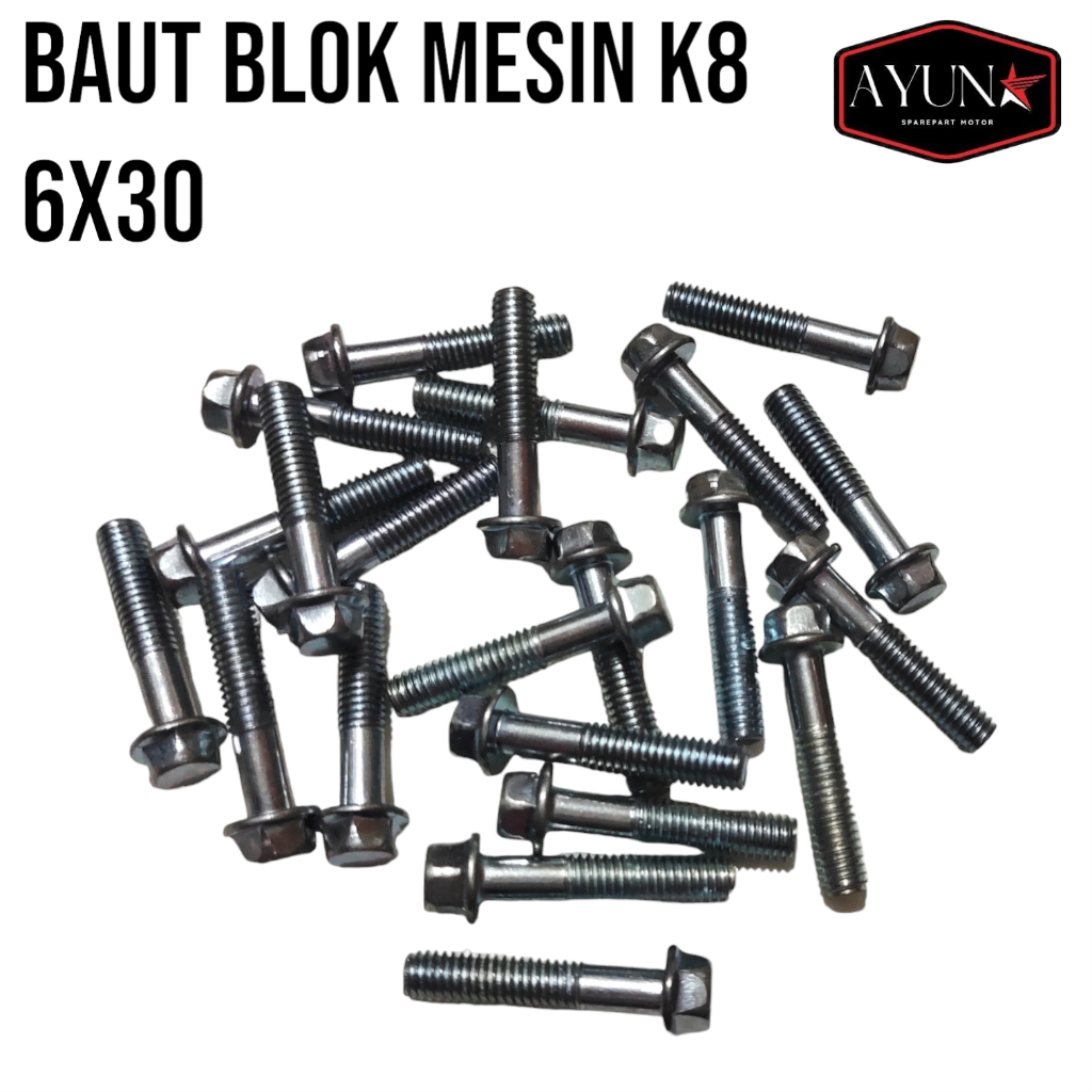 Jual Baut Blok Mesin X Putih Flange Bolt X Shopee Indonesia