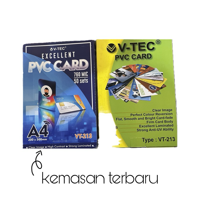 Jual PVC ID CARD VTEC 50 SET BAHAN ID CARD KARTU NAMA UNTUK 500 KARTU