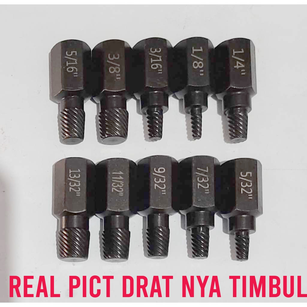 Jual CAJ ALAT PEMBUKA BAUT SEKRUP RUSAK PATAH BOLT EXTRACTOR 10PCS