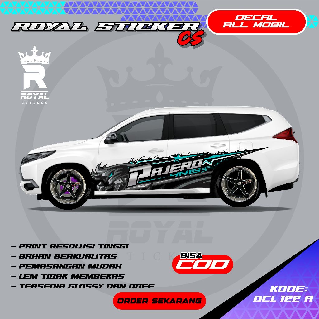 Jual STIKER DECAL MOBIL PAJERO FORTUNER ROCKY DESAIN THAILOOK STIKER