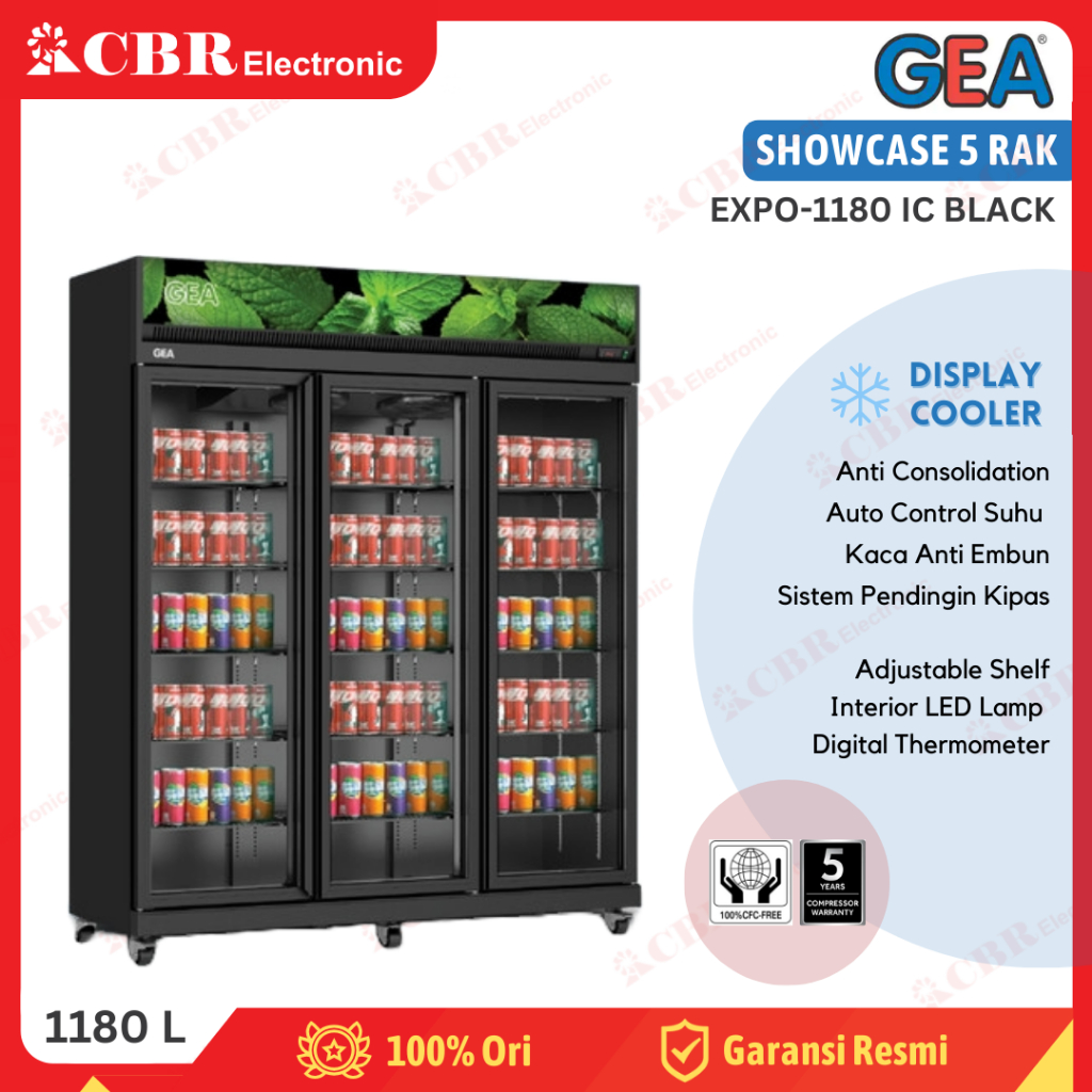 Jual Showcase Display Cooler GEA 5 Rak EXPO 1180 IC BLACK Shopee