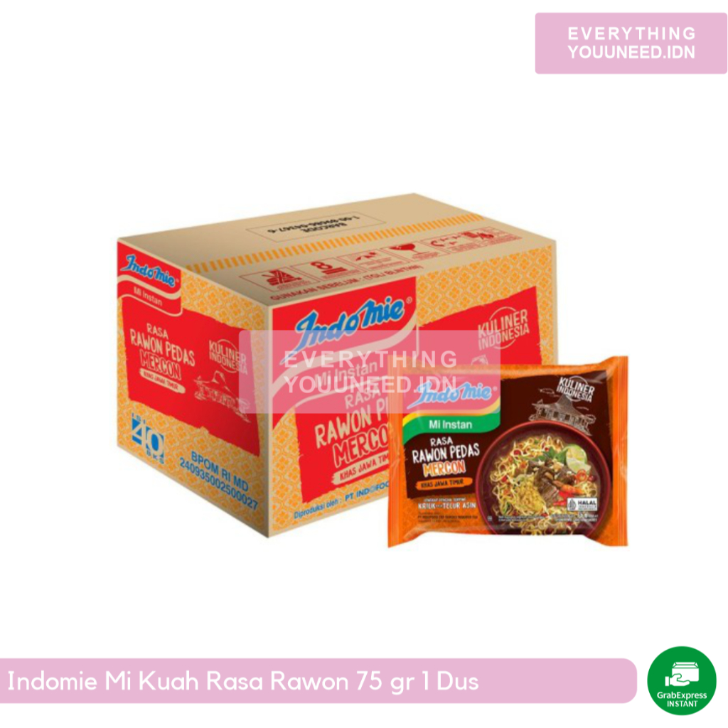 Jual Indomie Mi Kuah Rasa Rawon Pedas Mercon Gr Dus Karton