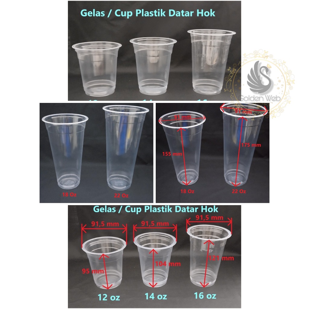 Jual Hok Gelas Cup Plastik Pp Datar Size Oz Isi Pcs