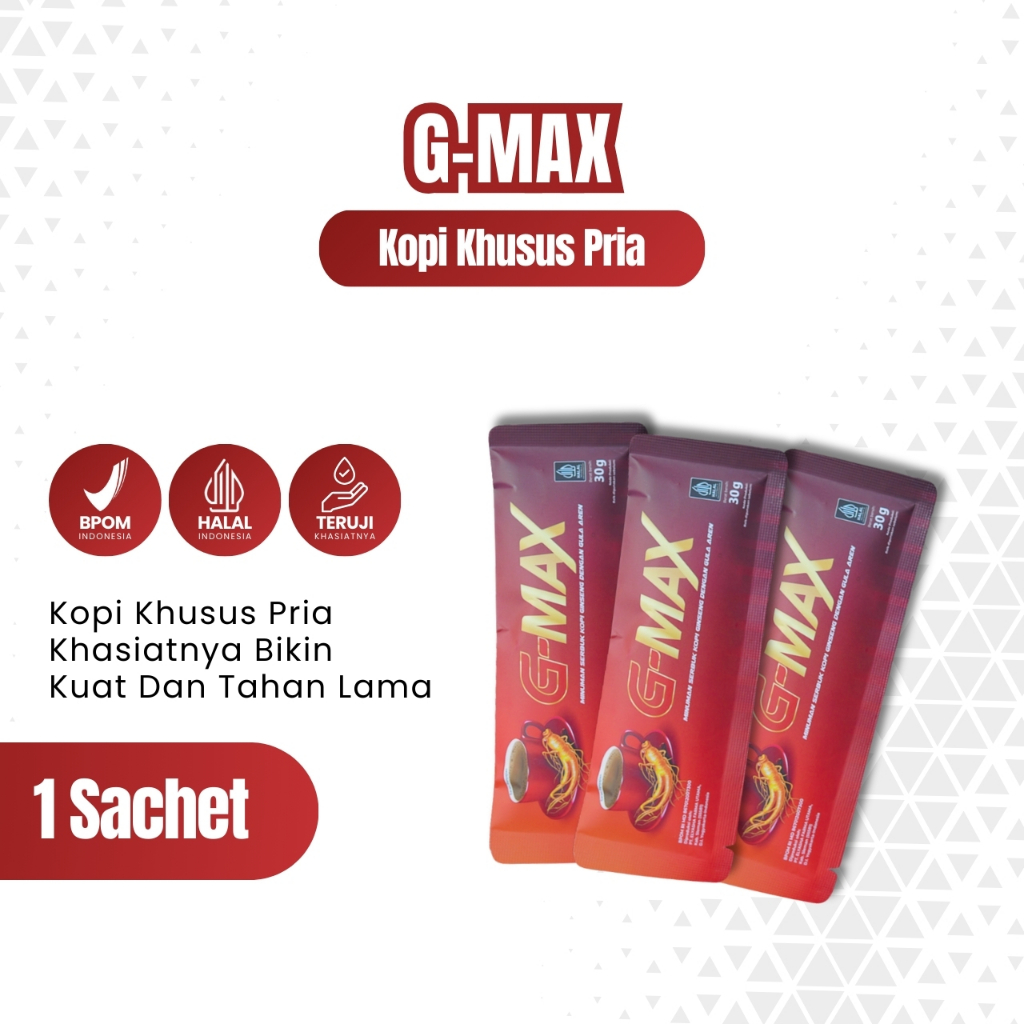 Jual G Max Kopi Ginseng Stamina Pria Dewasa Kuat Tahan Lama Sachet