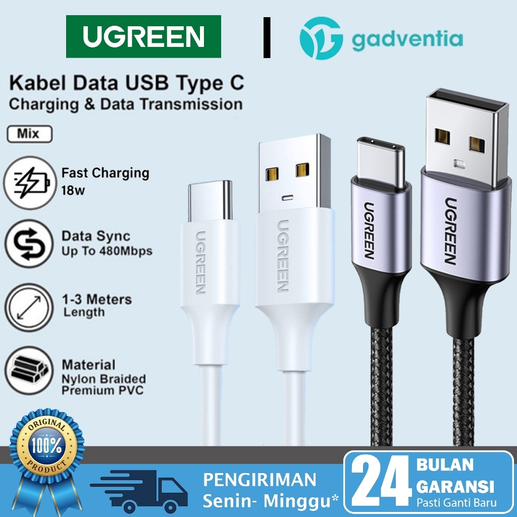 Jual Ugreen Kabel Charger Usb To Type C Cable Data Fast Charging Qc