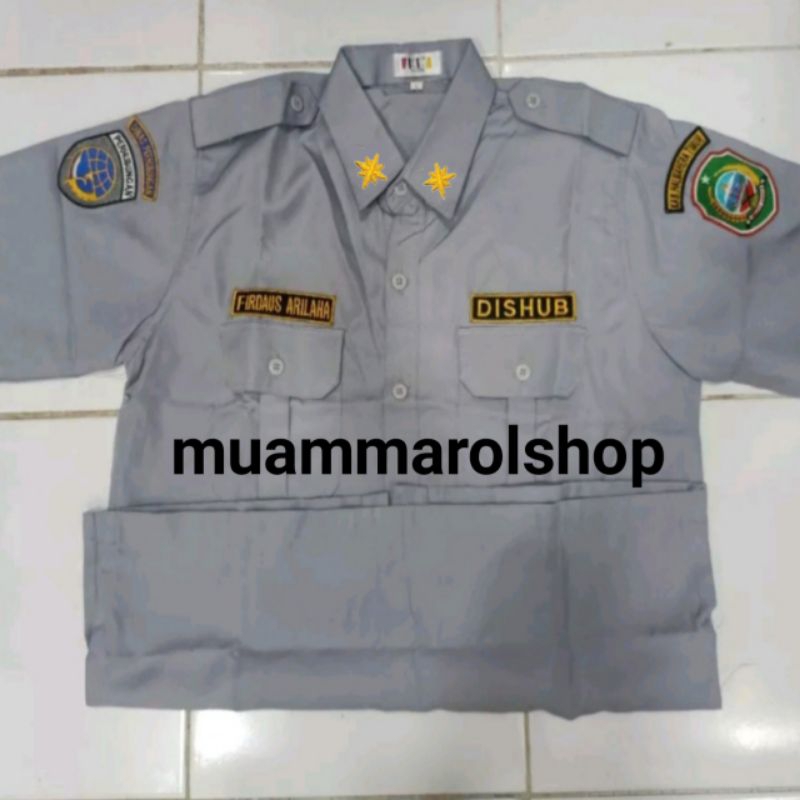 Jual Kemeja Pdh Dishub Baju Seragam Dishub Lengan Pendek Satu Set Nama