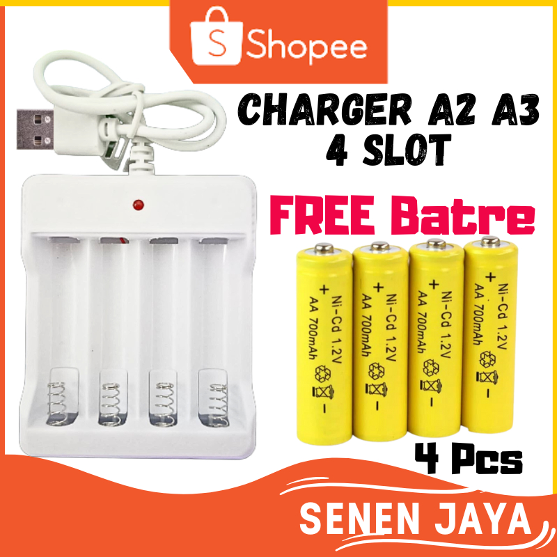 Jual BONUS CHARGER Baterai AA A2 Cas Rechargeable Charger Charge Chas