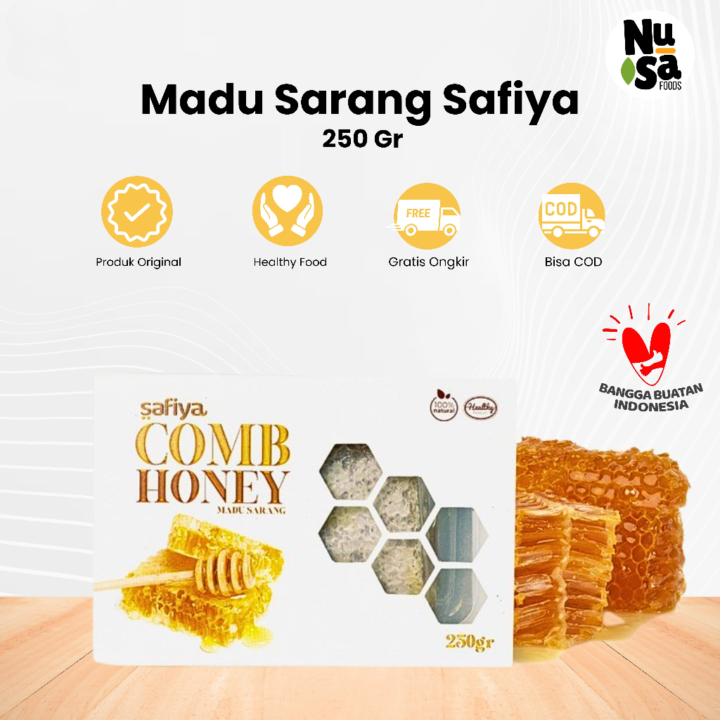 Jual Madu Sarang 250 Gram Safiya Raw Honey Comb Madu Asli 100 Original