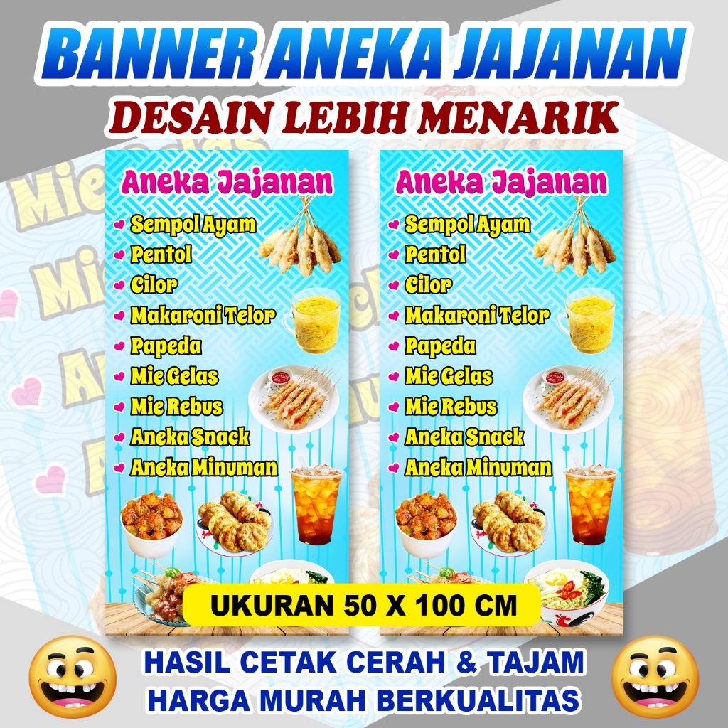 Jual BANNER SPANDUK JUALAN ANEKA JAJANAN ES POP ICE TEH POCI SOSIS