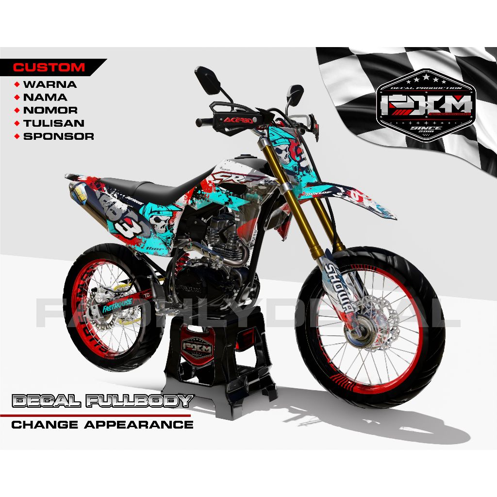 Jual Decal CRF 150L Ride Fun Tosca Putih Merah Fullbody Keren