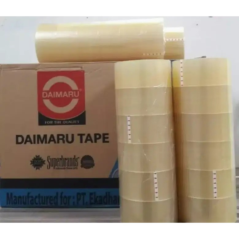 Jual Box Roll Lakban Daimaru Tape Isolasi Cokelat Bening