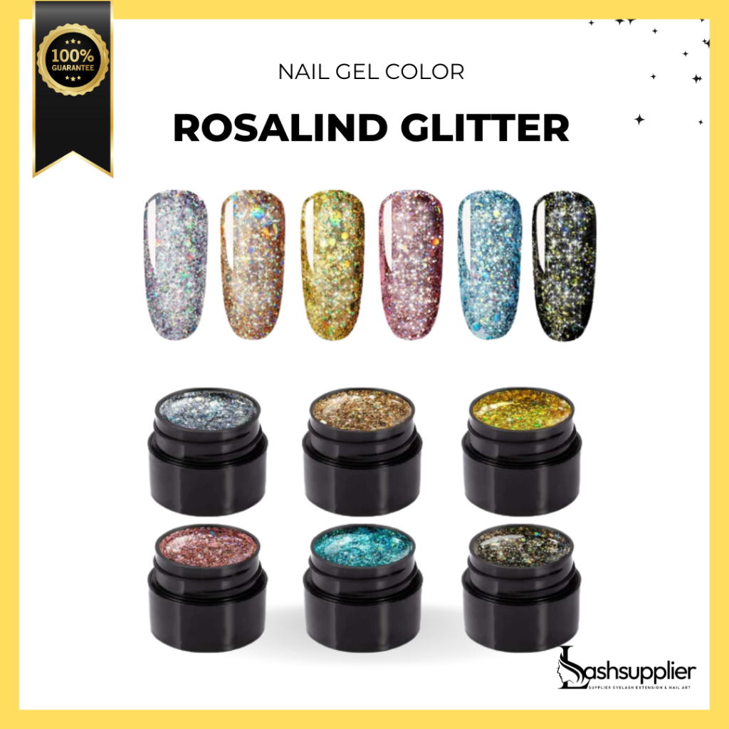 Jual Rosalind Shiny Glitter Rainbow Gel Polish 5ml Rosalind Glitter