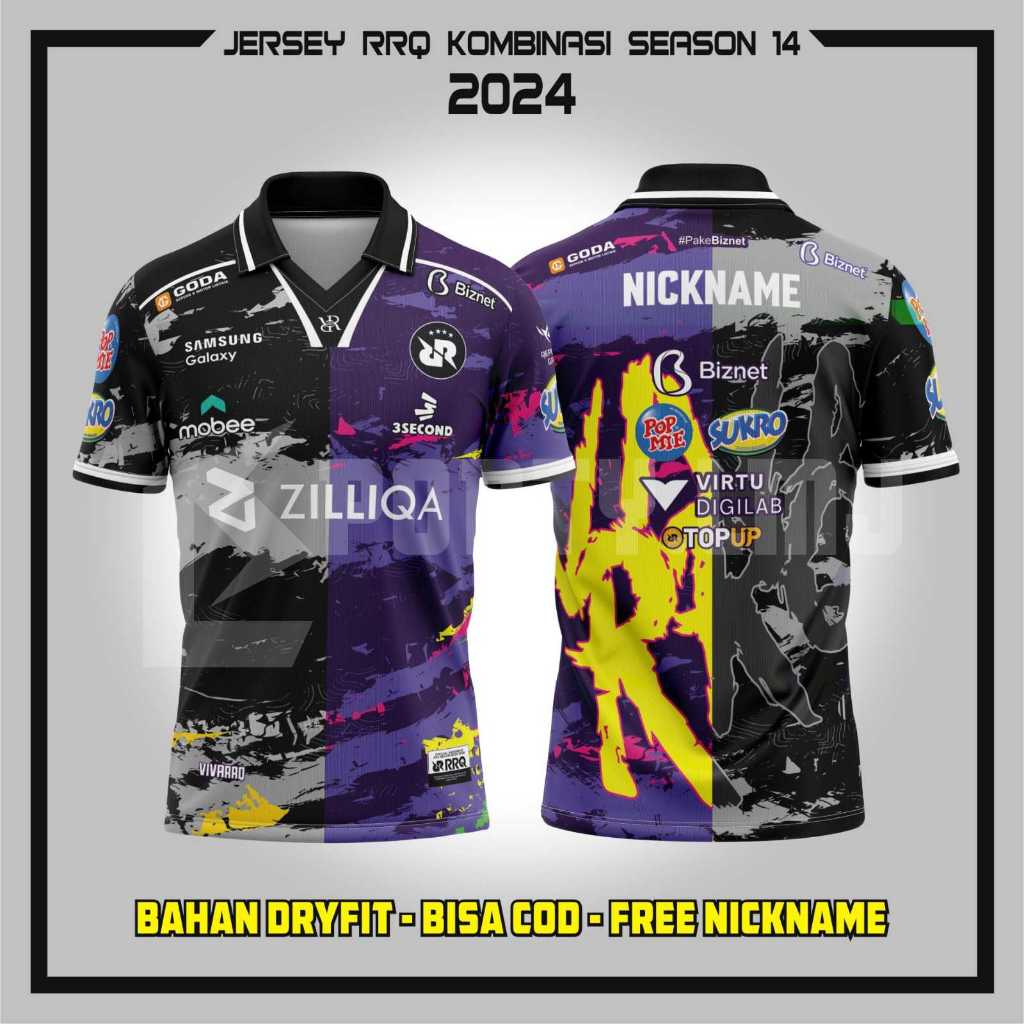 Jual Jersey Kaos RRQ HOSHI MPL ID SEASON 14 KOMBINASI 2024 FULL