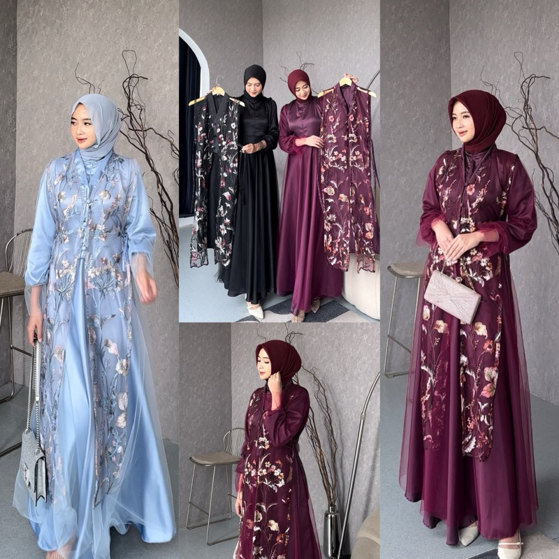 Jual Zafera Amora Dress Tille Garden Dress Outer Brukat Bahan Velvet