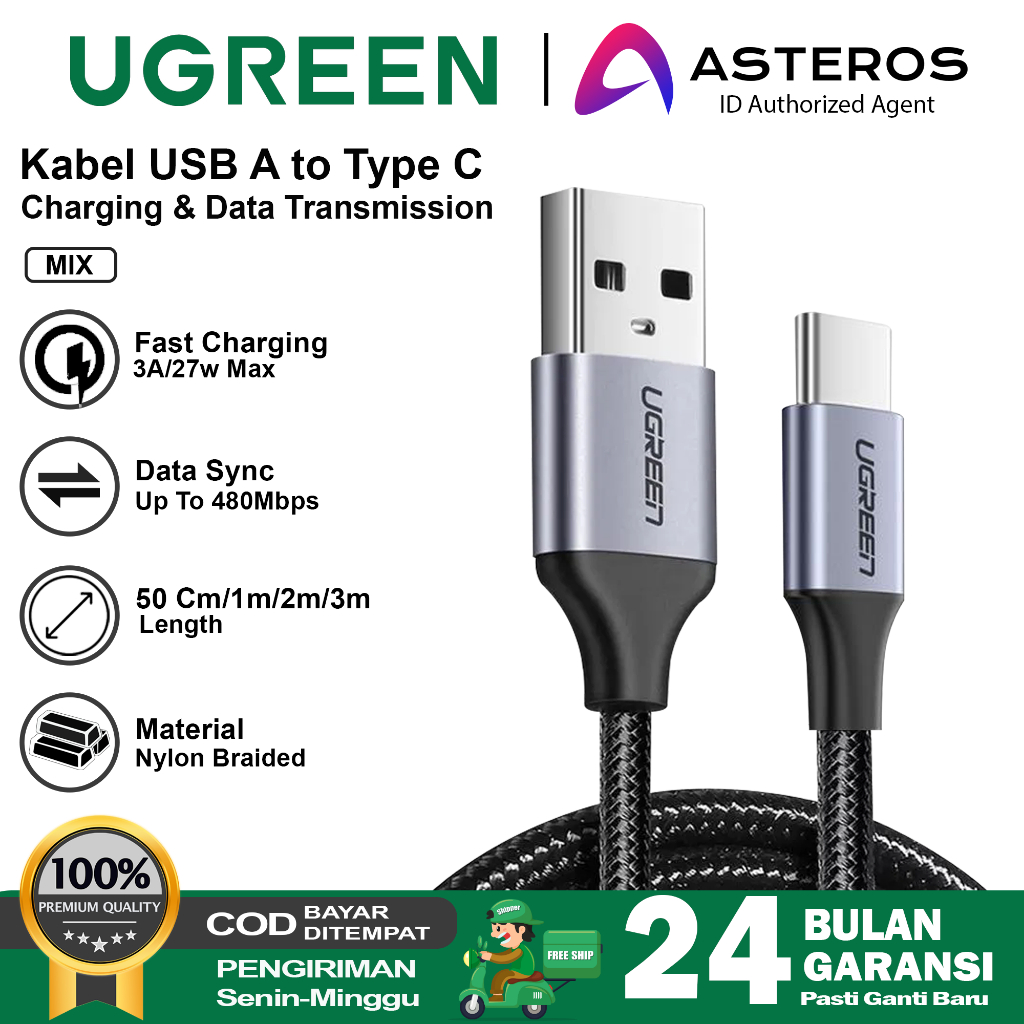 Jual Ugreen Kabel Data Usb Type C Nylon Braided Fast Charging A M M