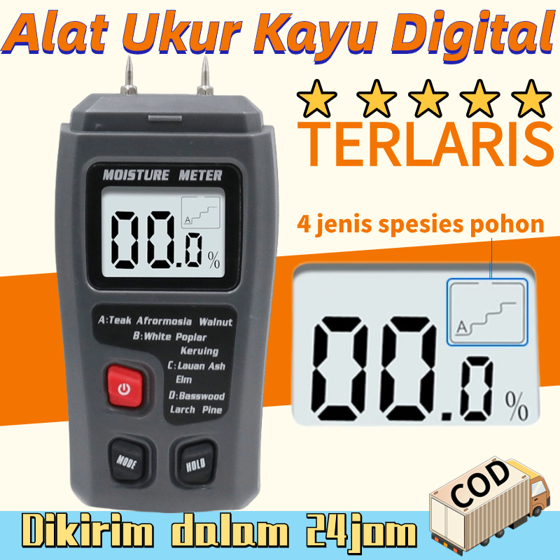 Jual Wood Moisture Meter Kayu Kertas Pengukur Kadar Air Paper LCD