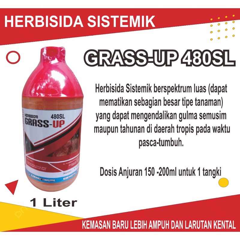 Jual HERBISIDA GLIFOSAT GRASS UP 480SL 1L OBAT RACUN RUMPUT SISTEMATIK