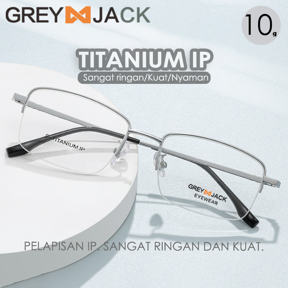 Jual Grey Jack Frame Kacamata Model Kotak Half Rim Ringan Bahan