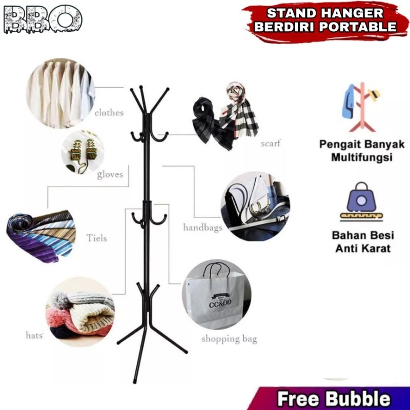 Jual Stand Hanger Portable Berdiri Stainles Gantungan Baju Topi Jaket