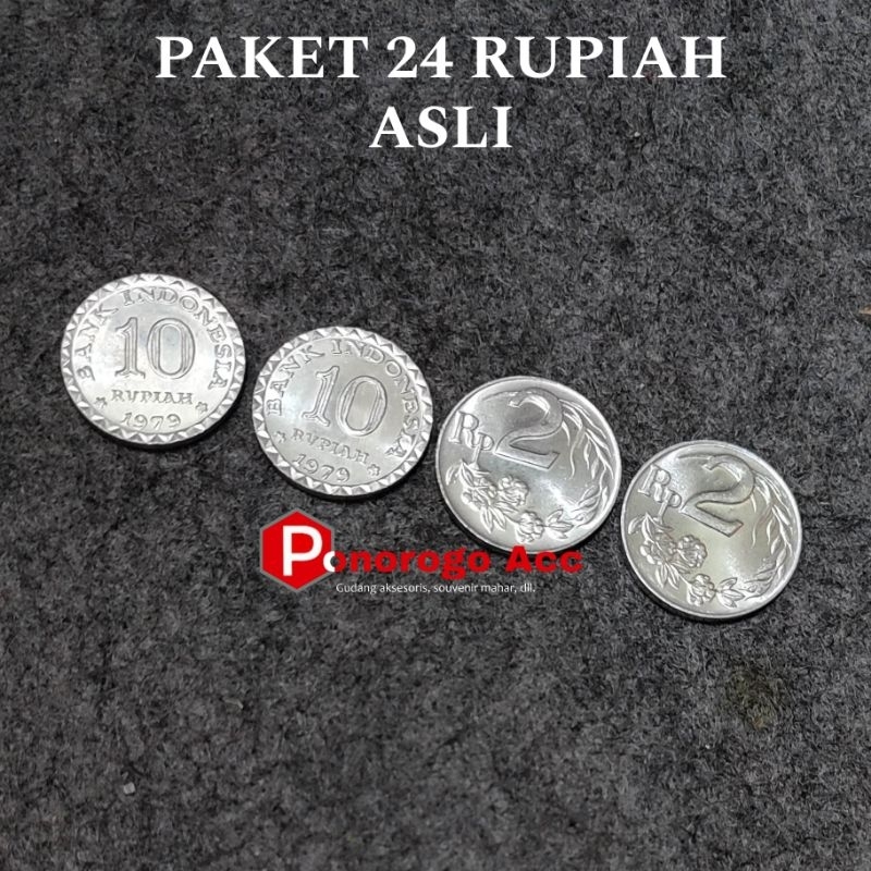 Jual GRESS KINCLONG Paket Uang Kuno Koin 24 Rupiah Dengan Nominal 1 2