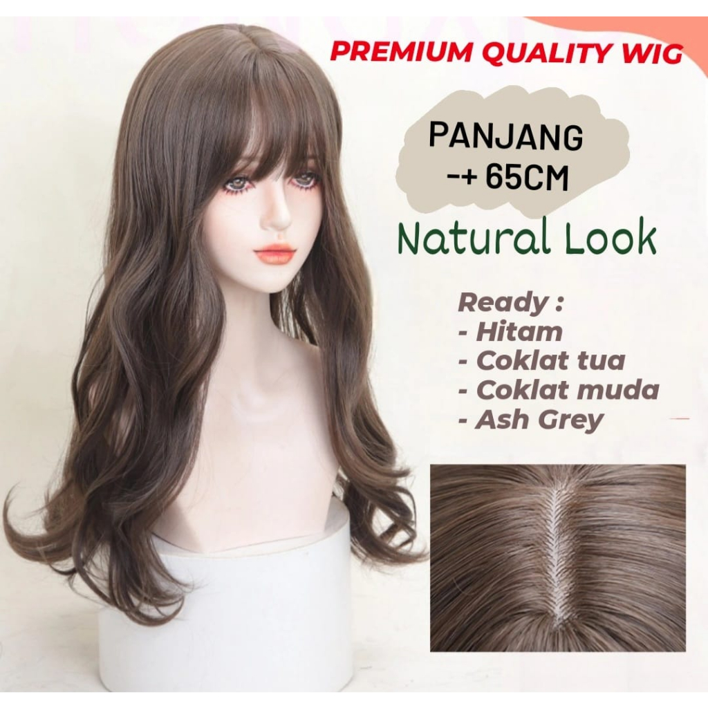 Jual Wig Panjang Korea Long Curly Rambut Palsu Full Wig Premium Natural