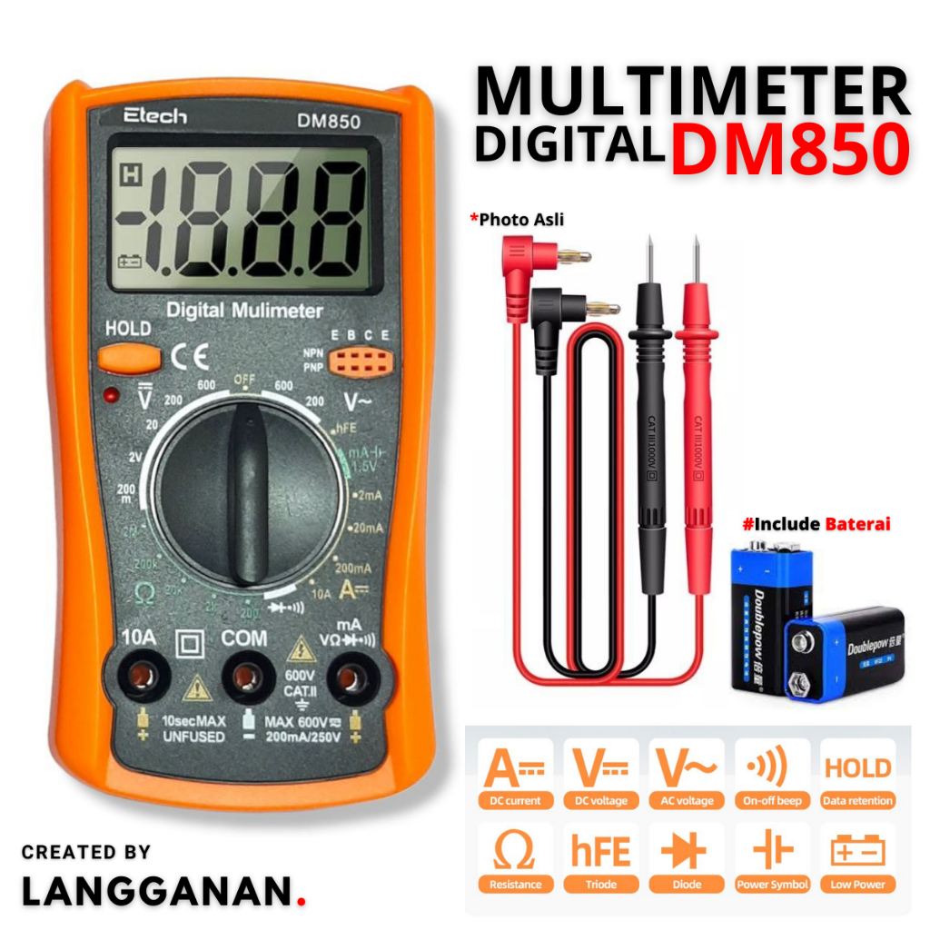 Jual Alat Ukur Tegangan Arus Listrik AC DC Digital Multimeter DM850