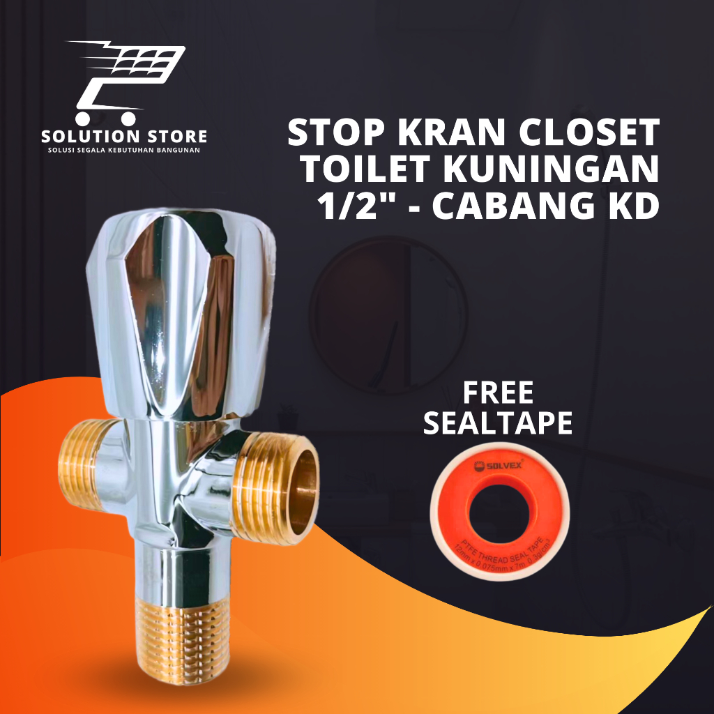 Jual Stop Kran Cabang Tee Kuningan Untuk Kran Shower Toilet Ccloset Jet