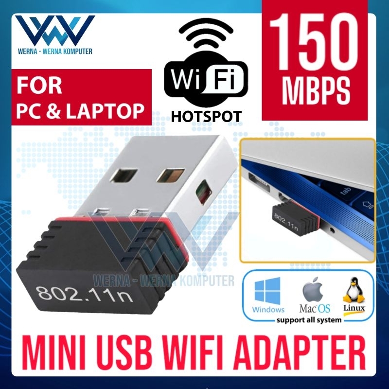 Jual USB WIFI WIRELESS DONGLE ADAPTER 150 MBPS FOR PC LAPTOP SET