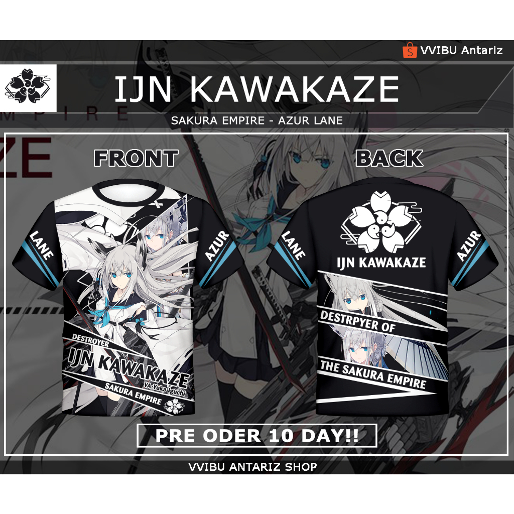 Jual Kaos Fullprint Anime Azur Lane IJN Kawakaze Shopee Indonesia