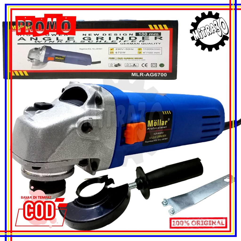 Jual Mesin Gurinda Tangan Listrik W Angle Grinder Mollar Ag