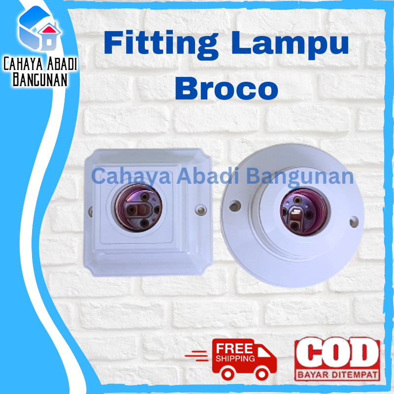 Jual Broco Fitting Lampu Plafon Kotak Bulat 1212 White E27 Ceiling Lamp