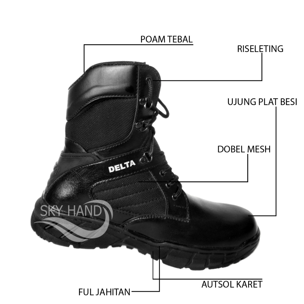 Jual Sepatu Pdl Safety Boots Delta Cordura Hitam UJung Plat Besi Anti