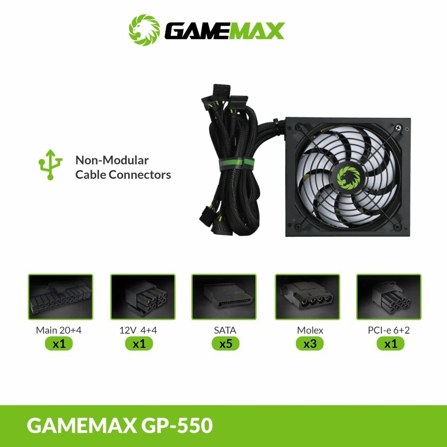 Jual Gamemax GP550 PSU 550 Watt 80 Bronze Certified Power Supply