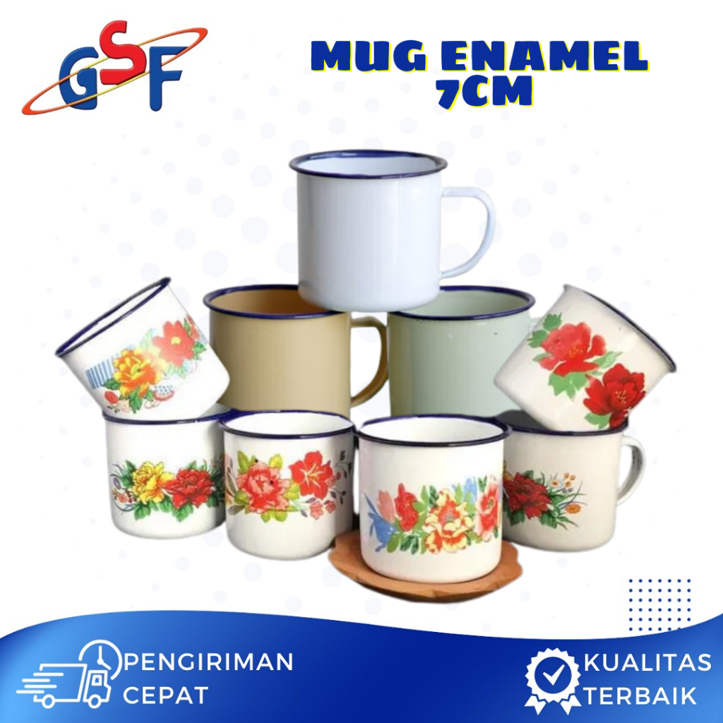 Jual Mug Enamel Polos Cm Cangkir Seng Enamel Cm Polos Bunga