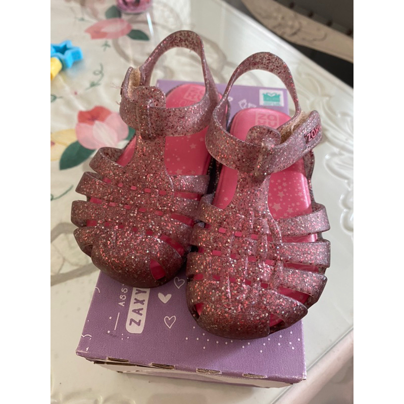 Jual Zaxy Nina Sandal Glitter Nude Preloved Shopee Indonesia