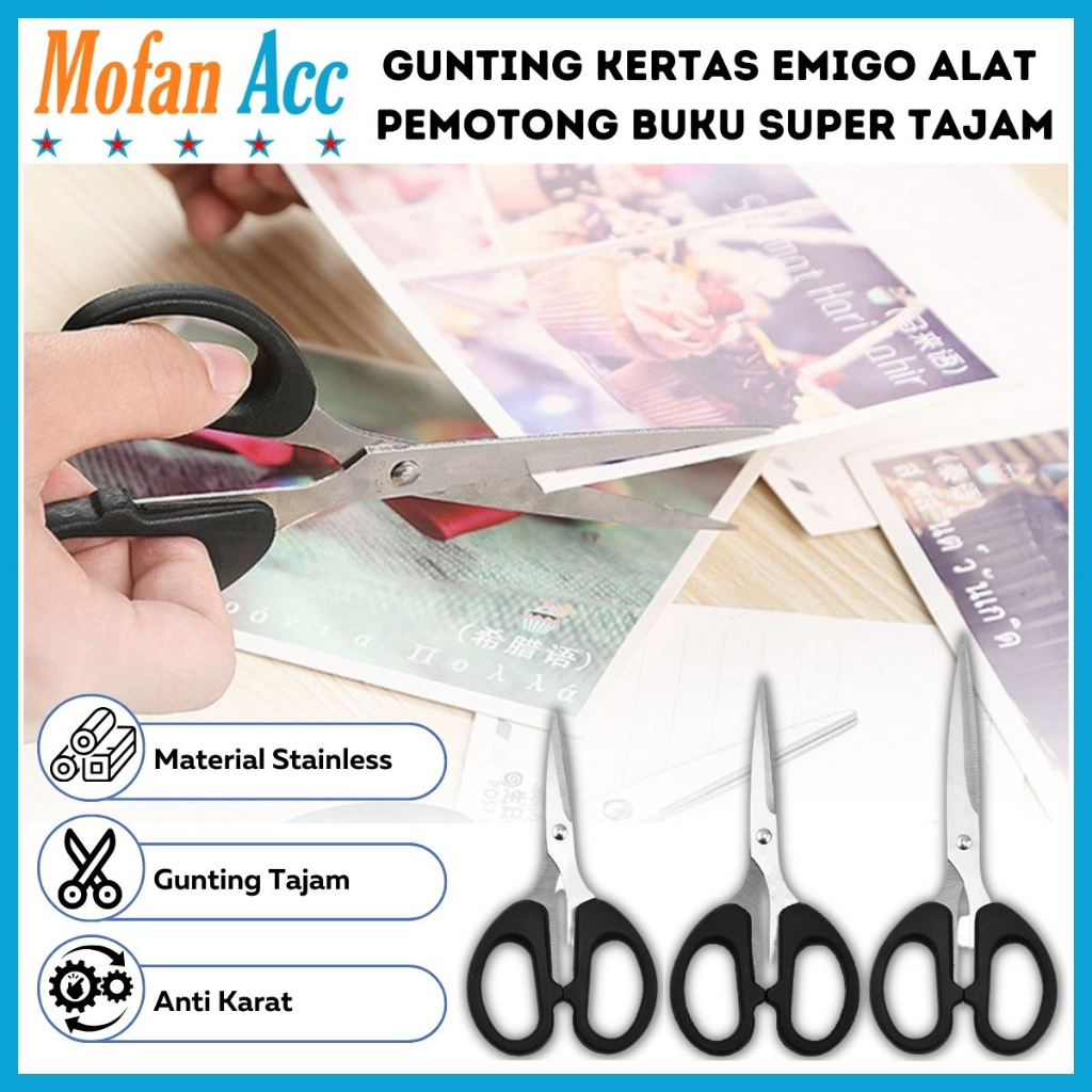 Jual Gunting Serbaguna Kertas Kain Plastik Dapur Daun Benang Emigo