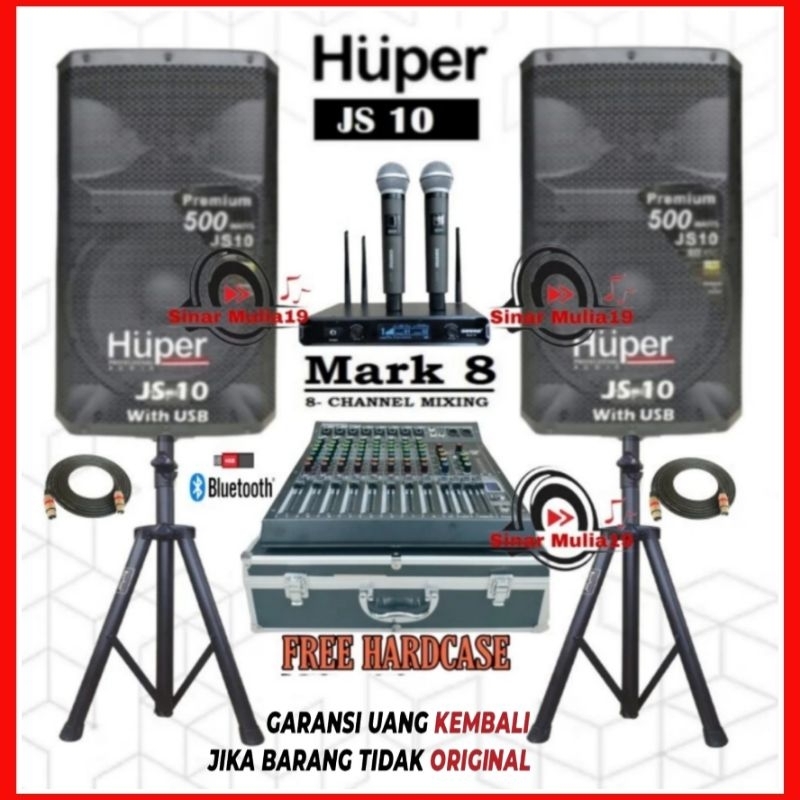 Jual Paket Sound System Speaker Aktif 15 Inch HUPER JS10 Mixer Hardwell