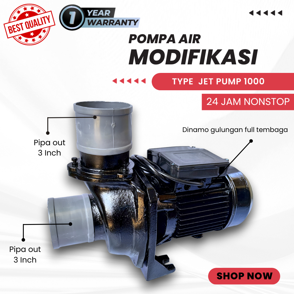 Jual POMPA AIR MODIFIKASI TYPE JET PUMP 1000 PIPA 3 DIM HEMAT LISTRIK