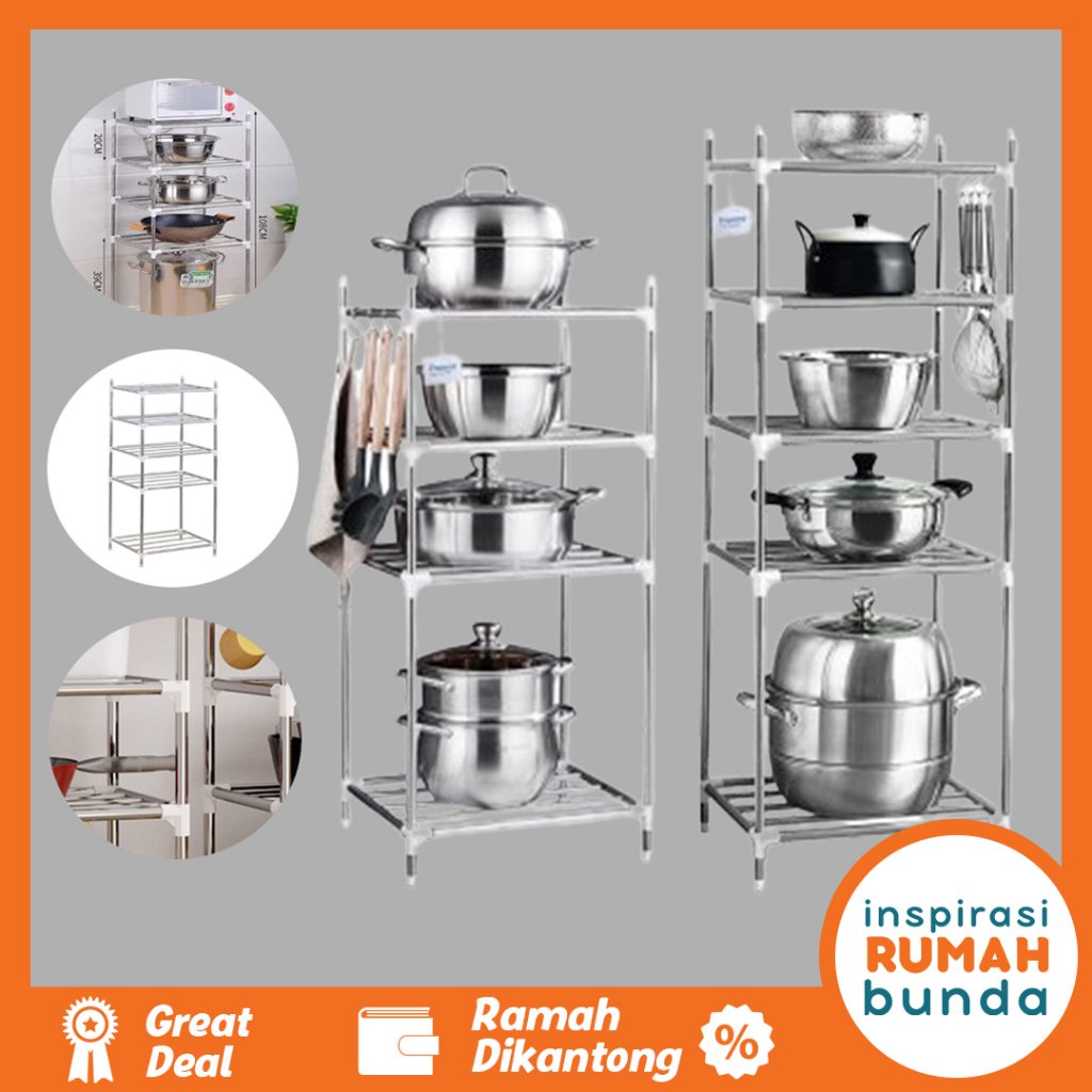 Jual Rak Dapur Rak Panci Wajan Kuali Susun Besi Serbaguna Multifungsi