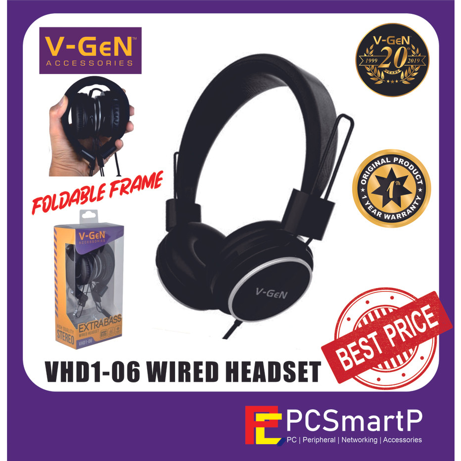 Jual Headset V GeN VHD1 06 Wired Extra Bass Headphone Foldable Frame