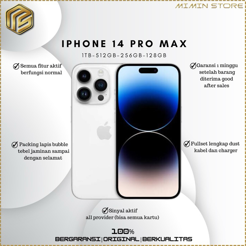 Jual IPhone 14 Pro Max 128GB 256GB 512GB 1TB Fullset Second Mulus