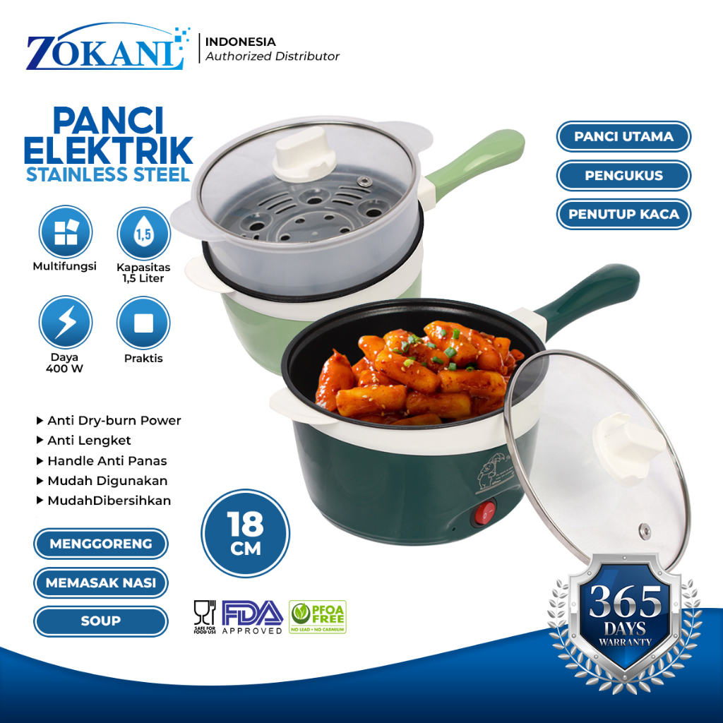 Jual Zokani COD Panci Listrik Multifungsi Elektrik Cooker Keramik