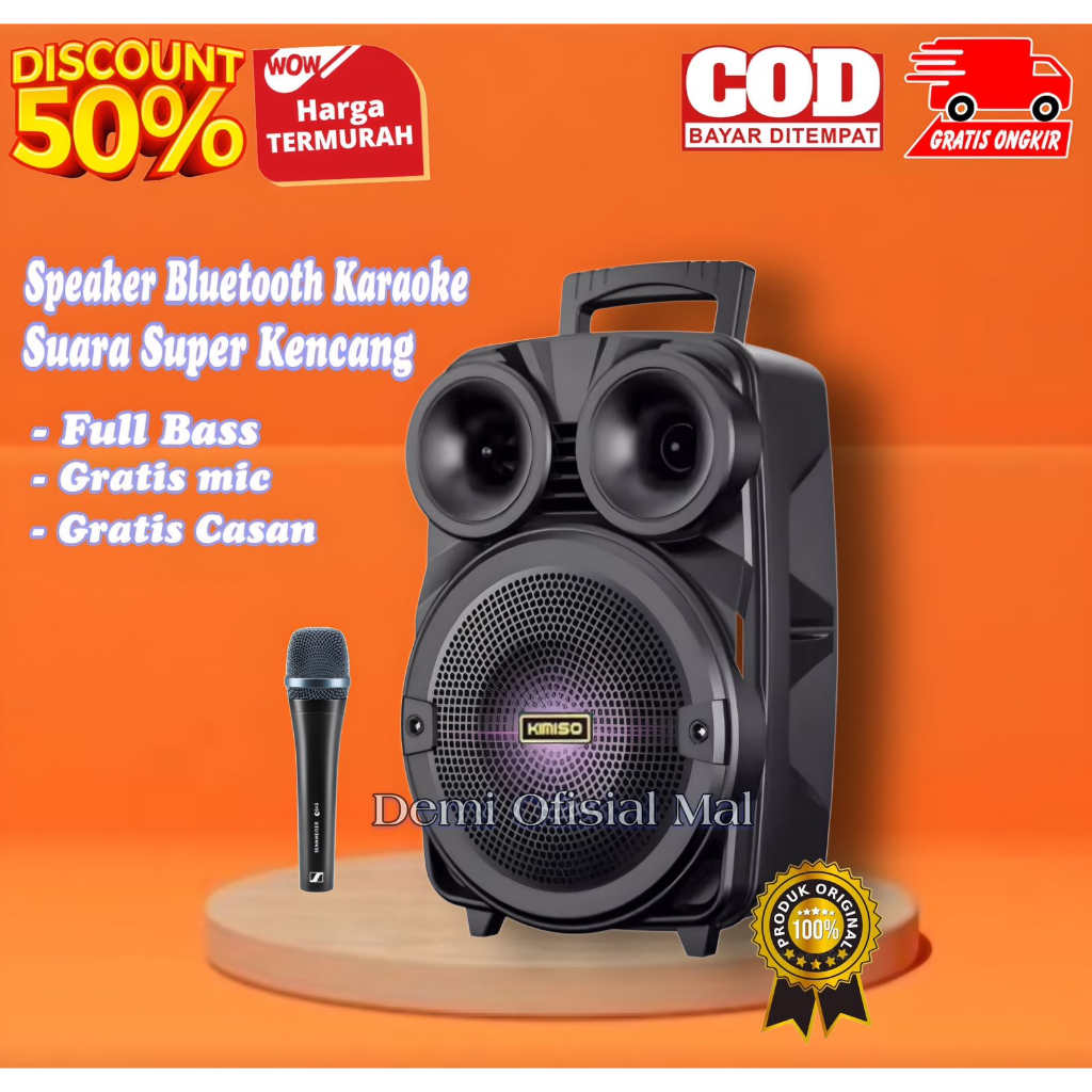 Jual Speaker Bluetooth Karaoke Ukuran Besar Free Mic Full Bass Kimiso