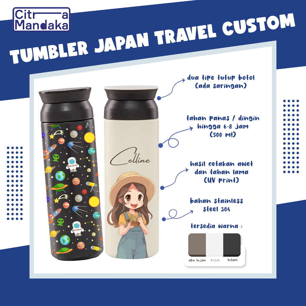 Jual Cetak Tumbler Custom Full Print UV Nama Foto Logo Japan Print