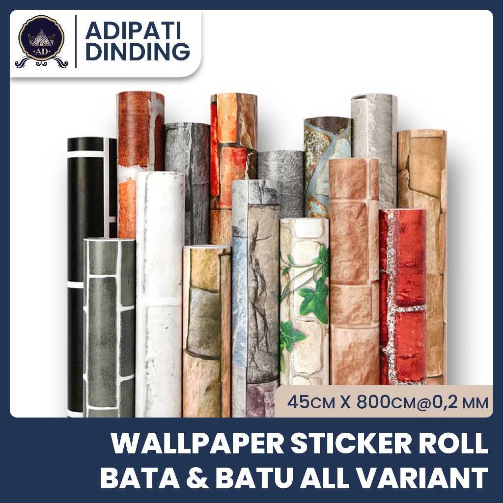 Jual Wallpaper Stiker Dinding Motif Batu Alam Bata Ukuran 45 Cm X 10