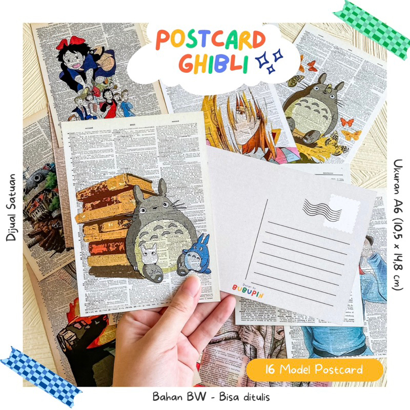 Jual Postcard Kartu Pos Kartu Ucapan Satuan Studio Ghibli Edition