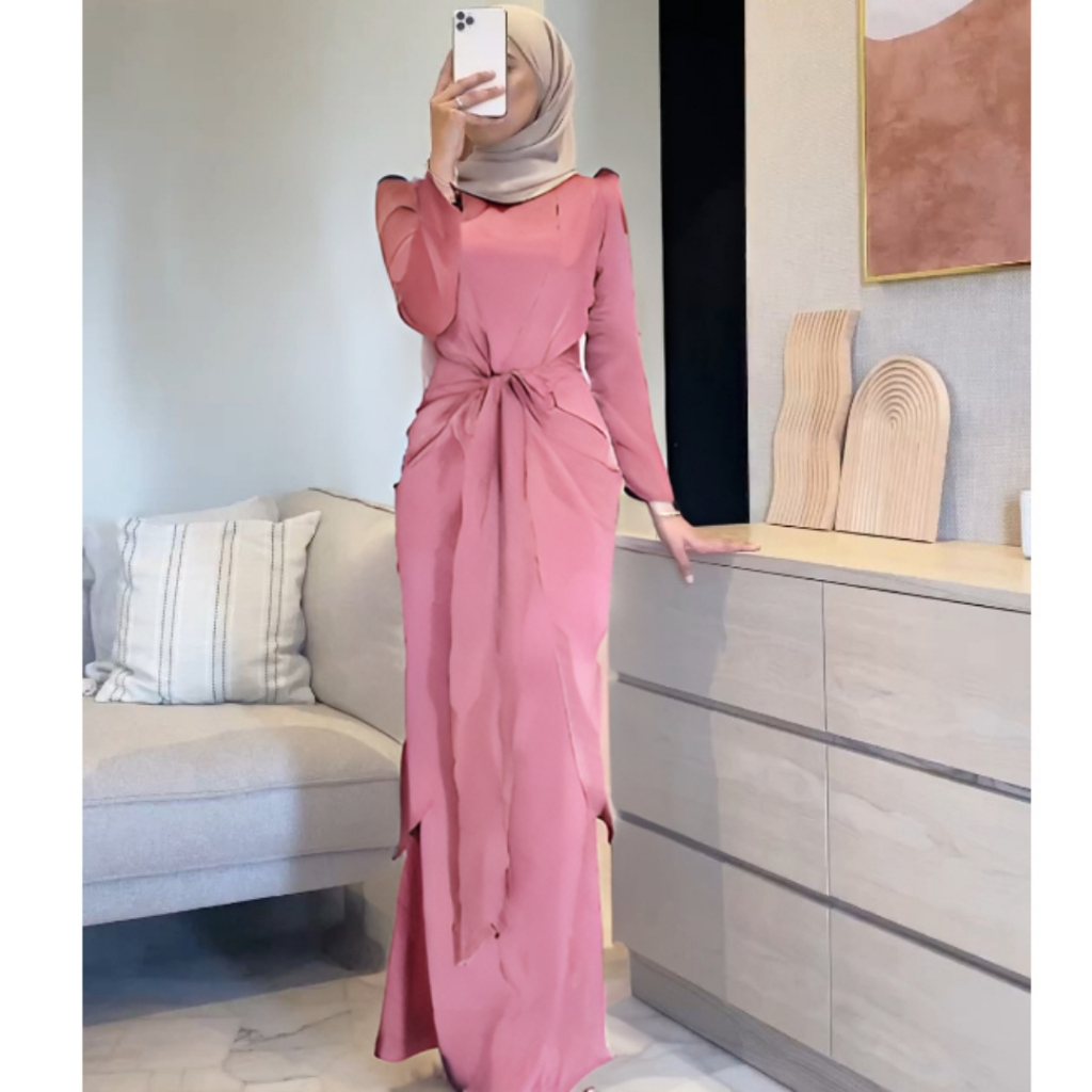 Jual Yasmin Dress Silk Clara Dress Satin Gamis Kaftan Kondangan