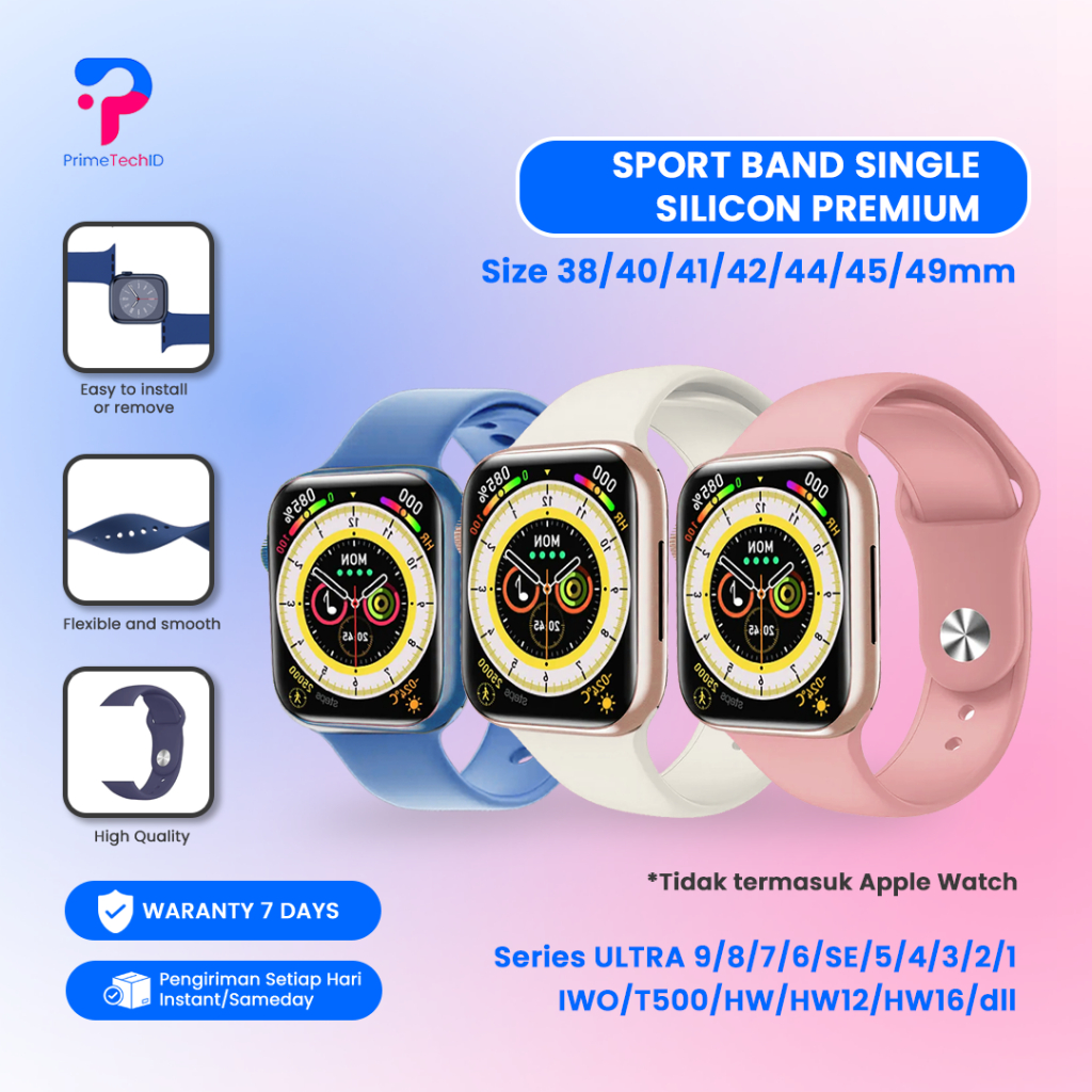 Jual Strap Apple Watch Silicone Rubber Strap IWO HW 49 45 44 42 41 40