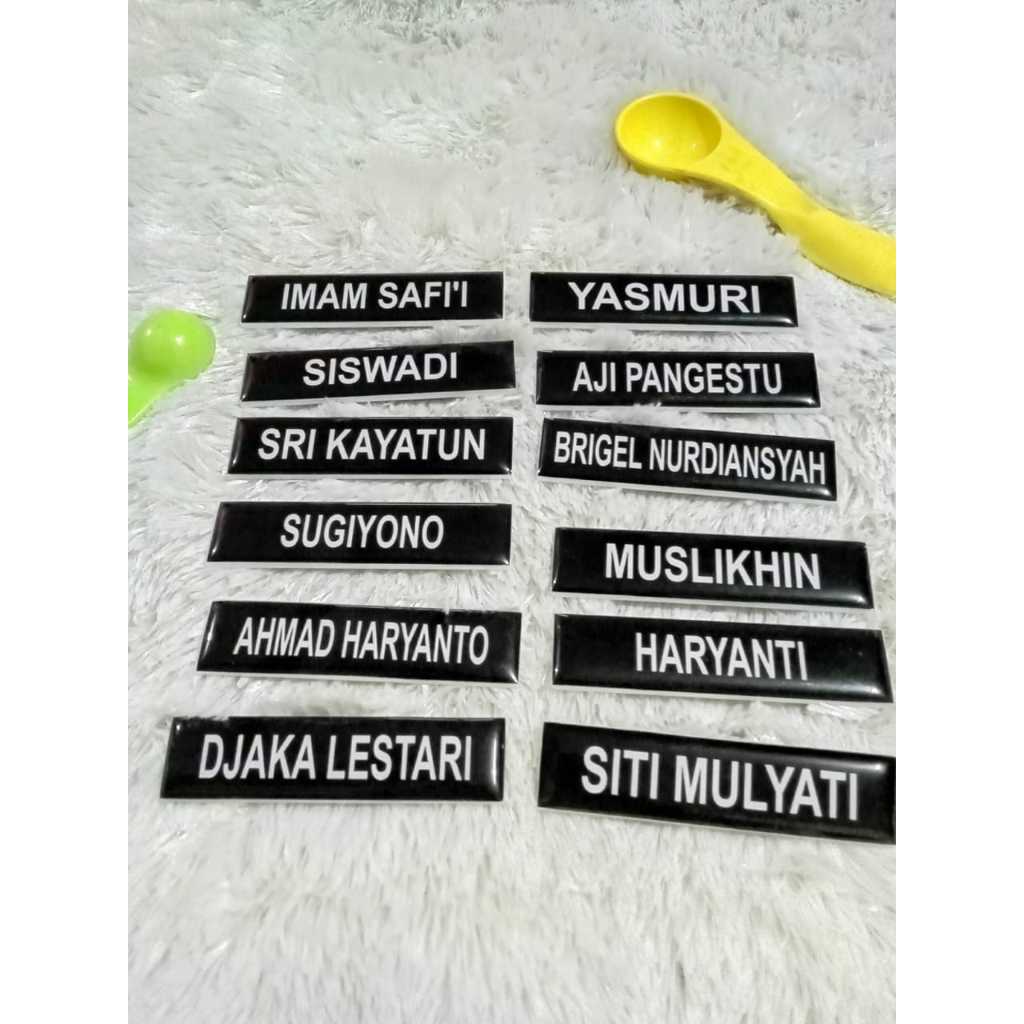 Jual Nametag Papan Nama Dada Resin Name Tag Akrilik Resin Putih Gold